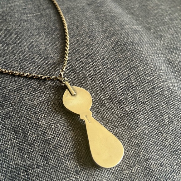 Turquoise and Gold Double Pendant Necklace - Picture 5 of 10